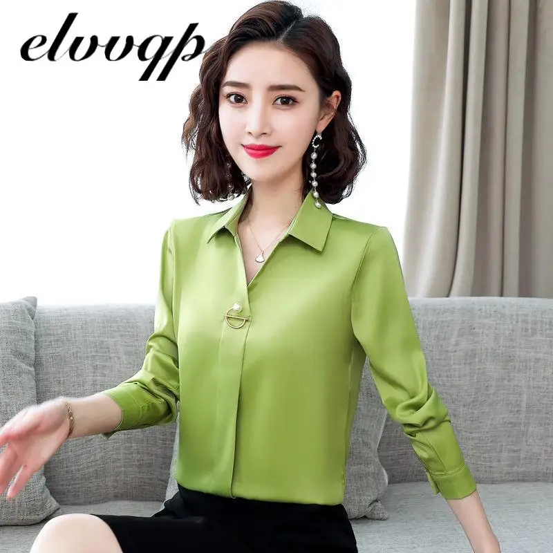 Womens Tops And Blouses  Blusas Mujer De Moda 2020 New Shirts  Beading Chiffon Blouse Solid Elegant V-neck Office Work Shirts