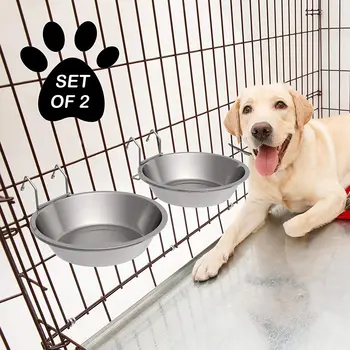 

Bowls for dogs Stainless-Steel Hanging Pet Bowls Cats-Cage, Kennel, Crate Large Feeder Dishes for Food Feeder For Cats