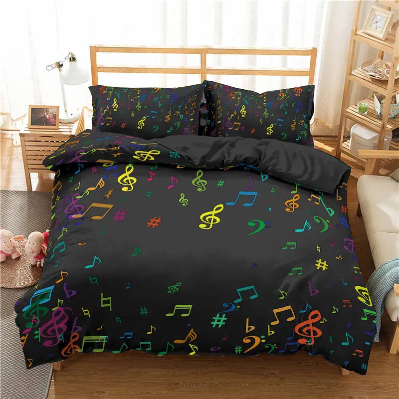 ZEIMON 3D музыка Note печатных постельных принадлежностей Роскошные постельное белье пододеяльник наборы и наволочки удобные двойной размер покрывало - Цвет: SXJ0516-5