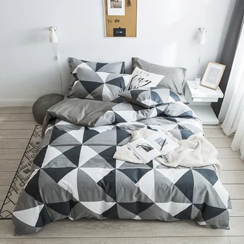 

New 100% cotton twin queen king size bed linen Soft bedding Geometric duvet cover pillowcases bedspreads/fitted sheet 4pcs sets