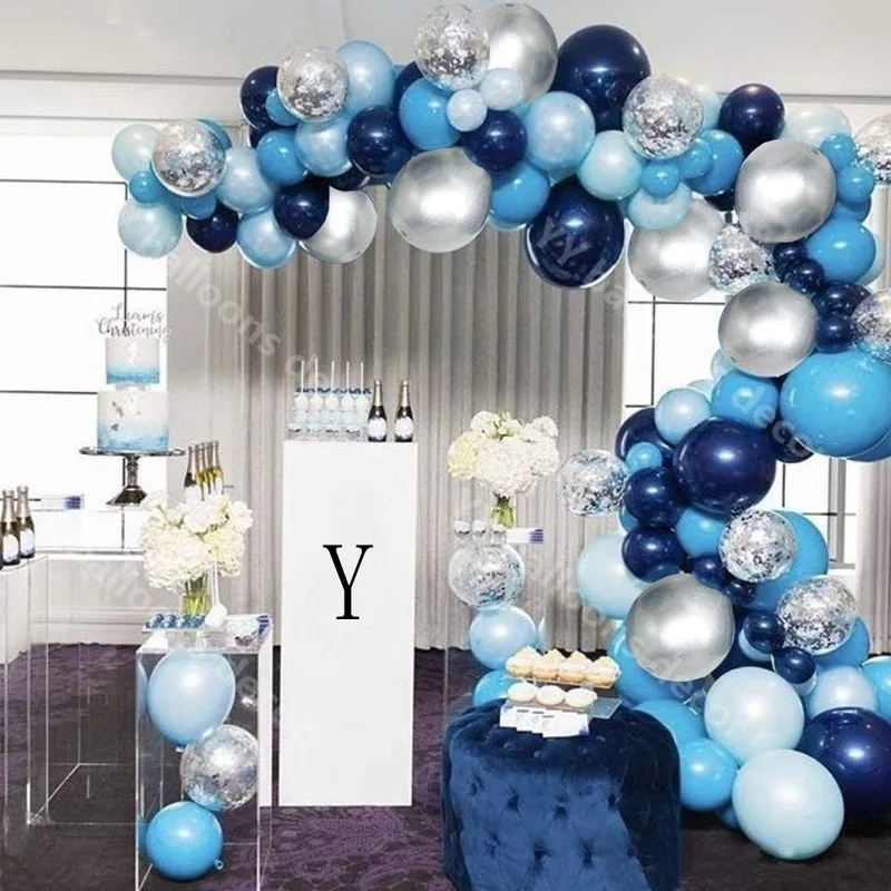 navy and gray baby shower decorations