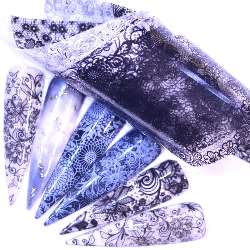 Наклейки с кружевным принтом на ногти пленка для ногтей звездное небо переводные