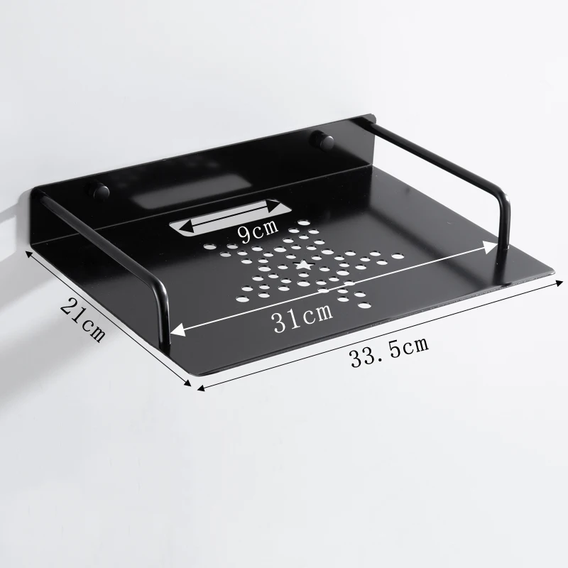 31x21cm Black Color Black Metal Wireless Wifi Router Storage Box / TV Set Box Shelf Wall Hanging Plug Board Bracket Cable Storage Organizer - Цвет: 31x21cm Black Color