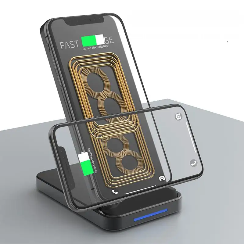 10 Вт Qi Беспроводное зарядное устройство для iPhone 11 Pro X XS XR samsung S9 S10 S8 S7 быстрая Беспроводная зарядная станция подставка для мобильного телефона - Цвет: Черный