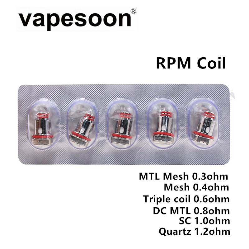 5 шт. об/мин катушки сетки 0.4ohm/тройной 0.6ohm / DC MTL 0.8ohm SC 1.0ohm/кварц 1.2ohm для SMOK RPM40 RPM80 Pro