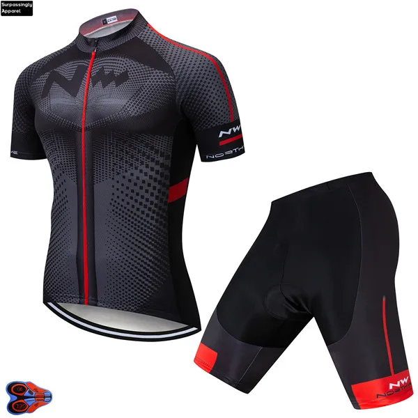 Picture Color Команда NW черный Велоспорт Джерси 9D набор велошорт Ropa Ciclismo мужские летние быстросохнущие Pro велосипед Майо брюки одежда - Цвет: Picture Color