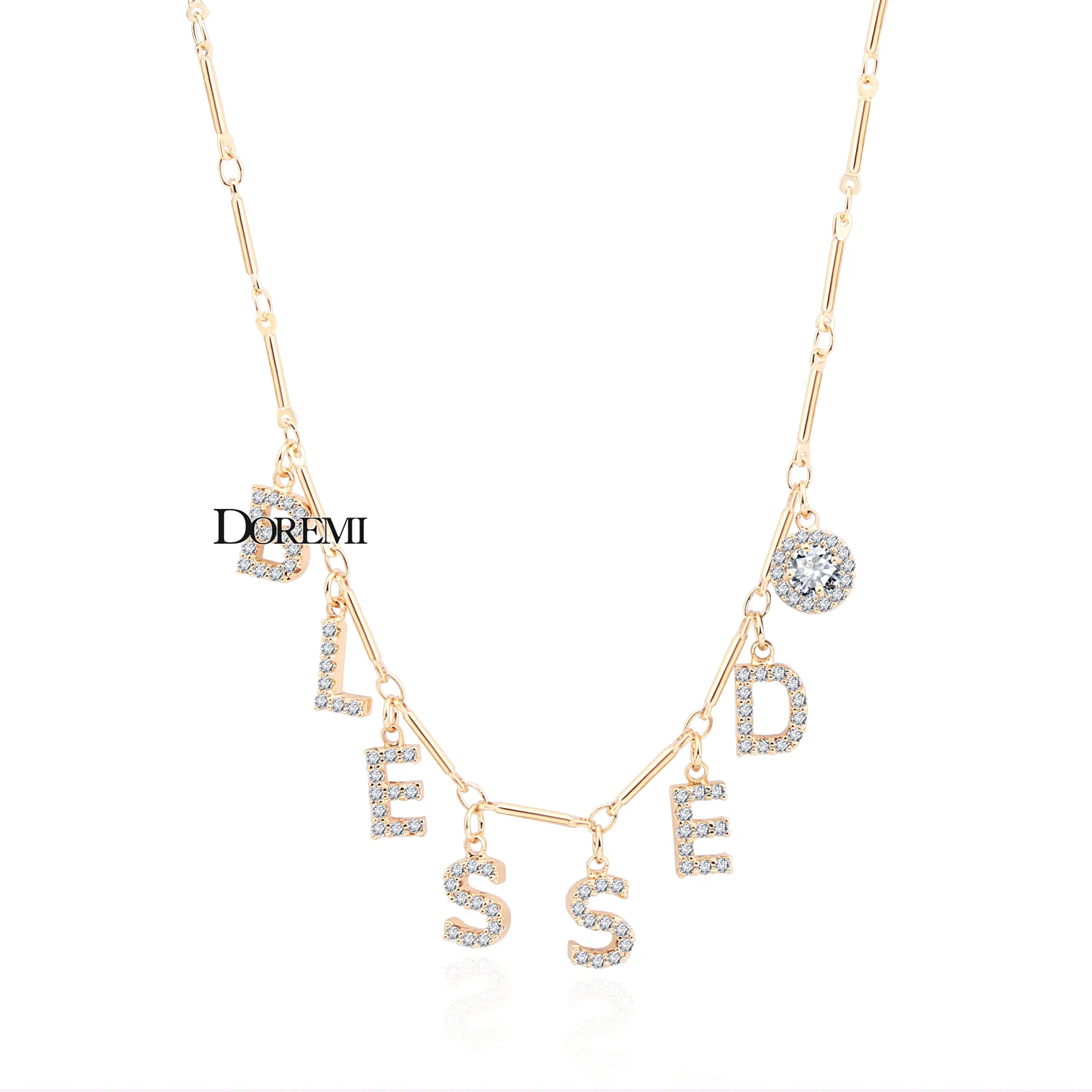 DOREMI Bling 3A Zircon Custom Name Necklace 9mm letter Personalized Initial Necklaces Zircon Pave Letter Number Choker Mom Women