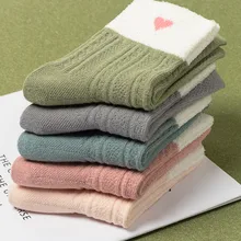 5 шт., новые модные осенне-зимние студенческие носки из чесаного хлопка Лидер продаж, эластичные удобные женские повседневные носки высокого качества