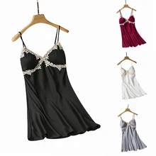 Женская сексуальная ночная рубашка с v-образным вырезом ночная рубашка с цветочным узором нижнее белье Ночная рубашка Женская мини без рукавов Ночная рубашка Nuisette Femme D35