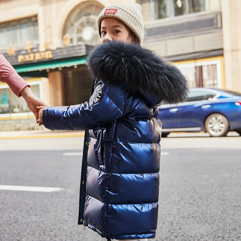 Г. Модный брендовый пуховик для девочек Теплые Детские Пуховые парки, пальто утепленная верхняя одежда с мехом для детей и подростков на холодную зиму