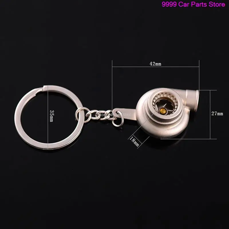 Mini Turbo Turbocharger Keychain Spinning Turbine Key Chain Ring Keyring images - 6