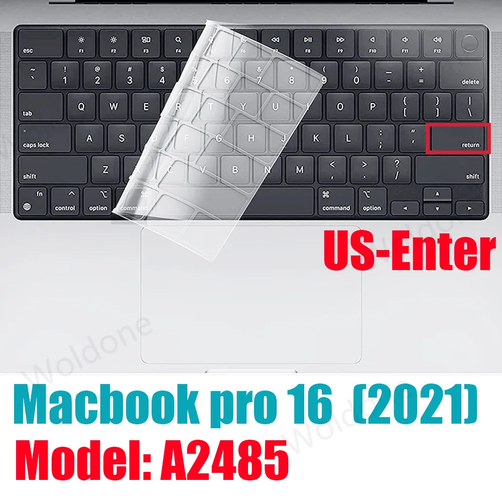Us America Enter Cover Per Tastiera In Tpu Trasparente Ultra Sottile Per Il Nuovo 2021 Macbook Pro 14 Pollici M1 A2442/ Macbook Pro 16 2021 M1 Max A24