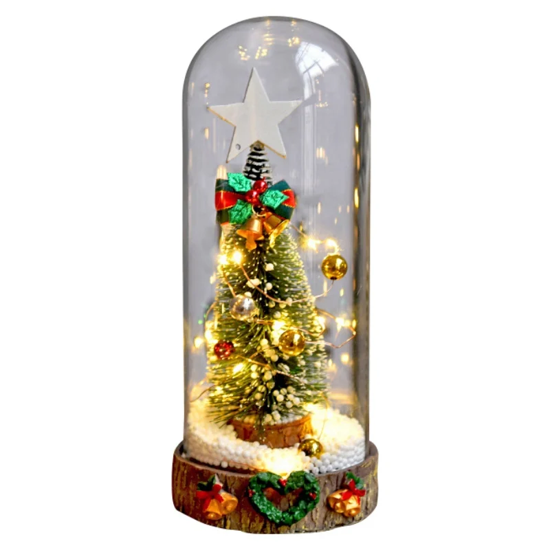 

Battery Operated Light Up Glass Dome With Christmas Tree Xmas Festive Indoor Room Ornaments