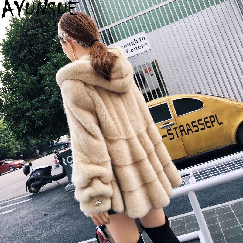 

AYUNSUE Double Faced Fur Coat Female Real Mink Fur Coats 2019 Winter Jacket Women Luxury Natural Fur Jackets Chaqueta Mujer MY