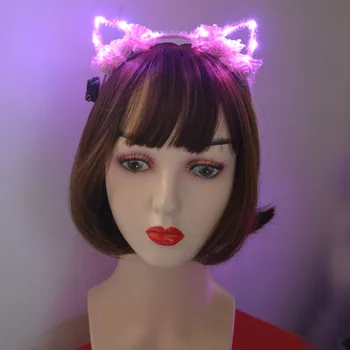 

Led Wedding Glow Party Wreath Crown Ear Flower Headband Party Light Blinking Tiara Headwear Carnival Birthday Gift Christmas