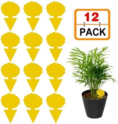 

12Pcs/Pack fungus Gnats Insect Aphids Dual Sided Catcher Strong Glue Non Toxic Sticky Traps Yellow Pest Control Garden Fruit Fly
