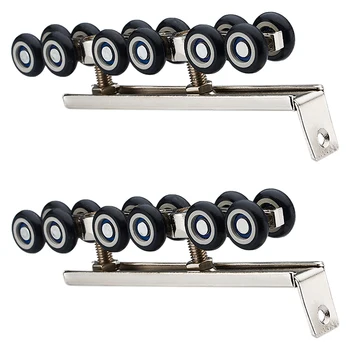 

1 Pair/Set Cold Rolled Steel Sliding Wooden Door Closet Hardware Kit Door Wheels Roller 12 Wheels Hangers Roller CNIM Hot