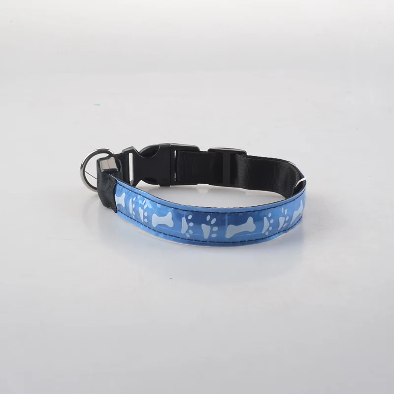 Blue Роскошные элегантные Born Footprint Led люминесцентные товары для домашних животных в горошек ошейник товары - Цвет: Blue