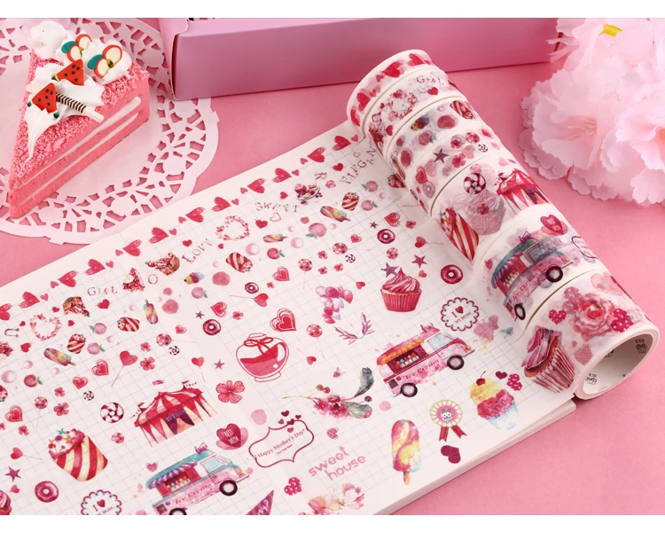 16+ 8 шт. Подарочный посылка звезда лес лента Стикеры Sakura ленты Скрапбукинг Washi наклейки с десертом изоляционная океан набор