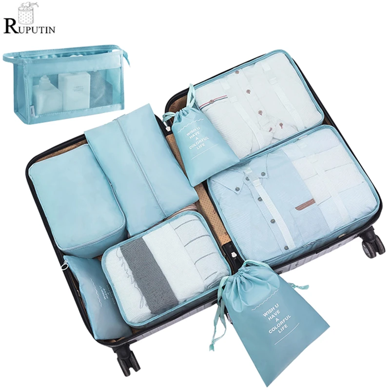 9Piece Set Travel Clothes Organizer Storage Bags Suitcase Packing Storage Cases Portable