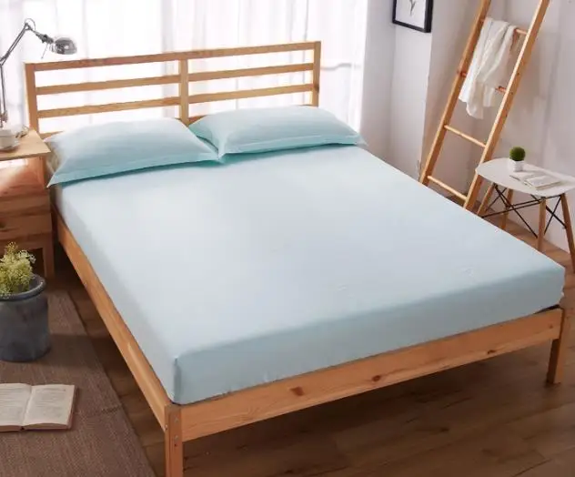 light blue 120 см 150 см 180 см простыня наматрасник с многоборье эластичной резинкой кровать 360 градусов простыни постельное белье однотонные Цвет - Цвет: light blue