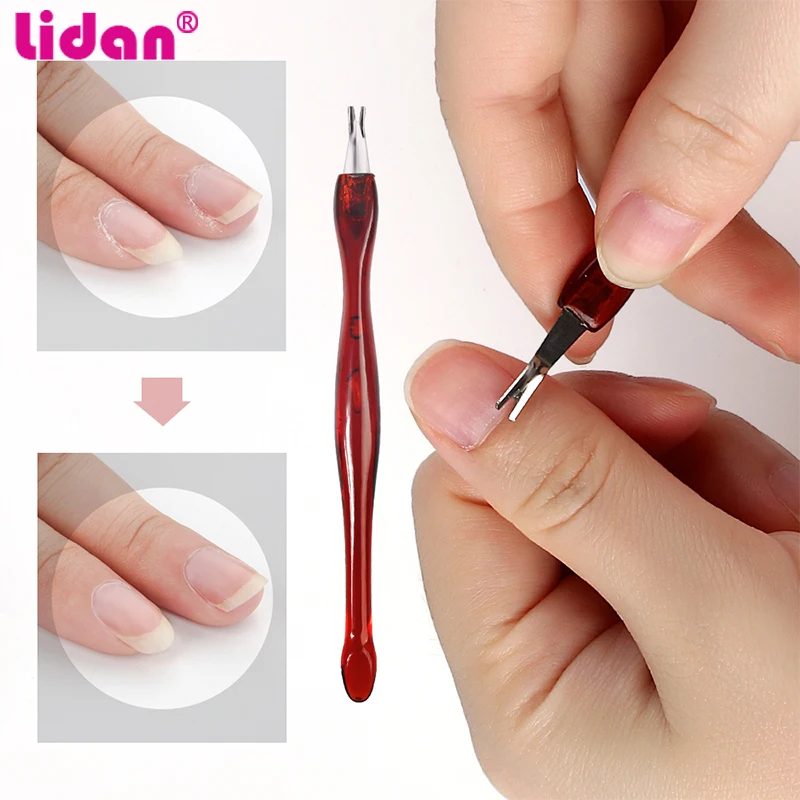 

Lidan 1/5 pcs stainless steel Cuticle Pusher Trimmer Cuticle Remover Nail Art Fork Manicure Tool For Trim Dead Skin Fork tools