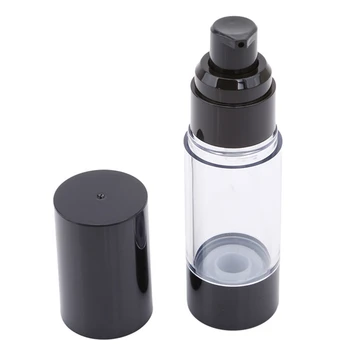 

High Quality Plastic Portable Airless Bottle Cosmetic Treatment Pump Travel Empty Container Perfume Bottle Black Cap Hot Sale