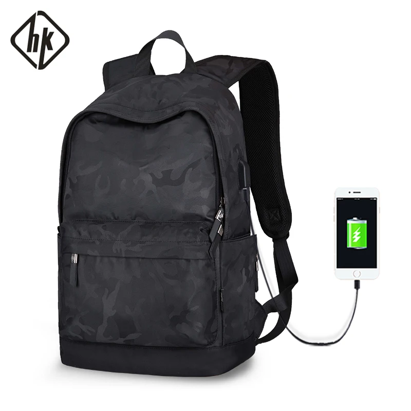  Hk Men's 15 inch USB-laptop Backpack Computer Male School Small Backpacks Oxford Leisure for Young 