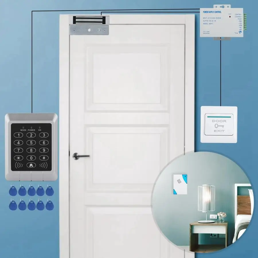 NEW Professional DC 12V Electric Magnetic Door Lock Access Control Card Password Door Security System Kit On Sale