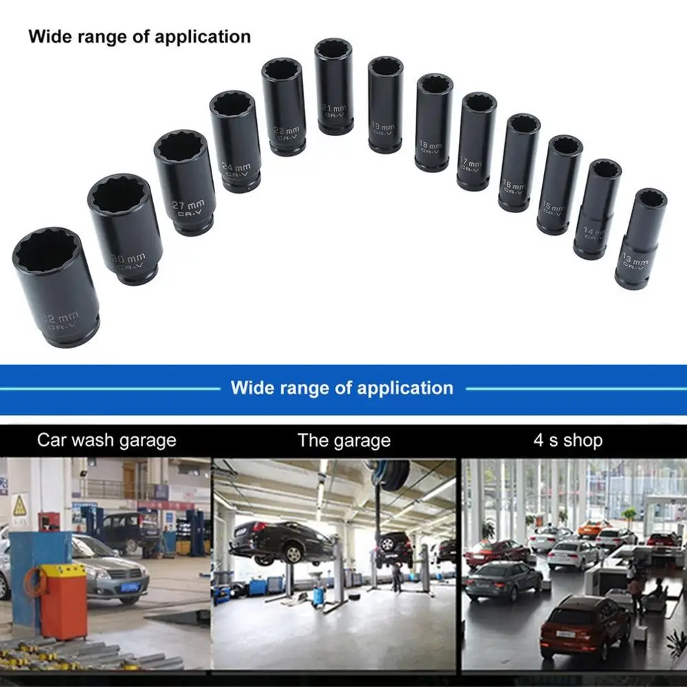 12 точечный ударный рукав набор профессионального качества 1/" Привод глубокая Длина Длинные ударные розетки 13 шт
