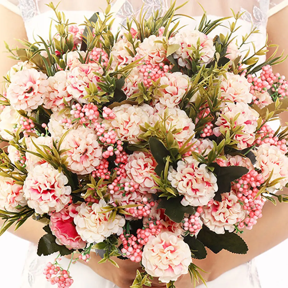 7 веток искусственные цветы для украшения рождества цветы Хризантема букет из шариков для украшения дома