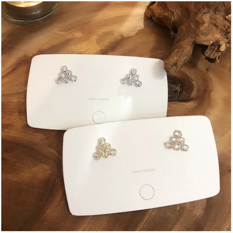 

Korean Earrings Geometric Crystal Zircon Triangle Earrings Gold Silver Fashion Women Ear Rings 2019 Copper Alloy Wedding Jewelry