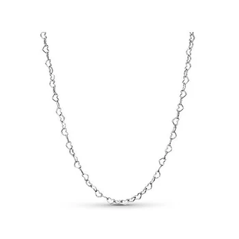 

2019 [new] 925 sterling silver 1:1 heart connected 925 silver necklace simple adjustable female 397961 free shipping