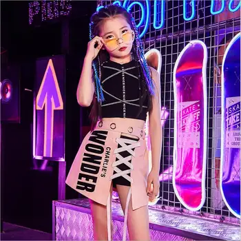 

2019 Korean style girls 3 pcs set vest+ skirt+shorts fashion summer girls suit 5-10t C415