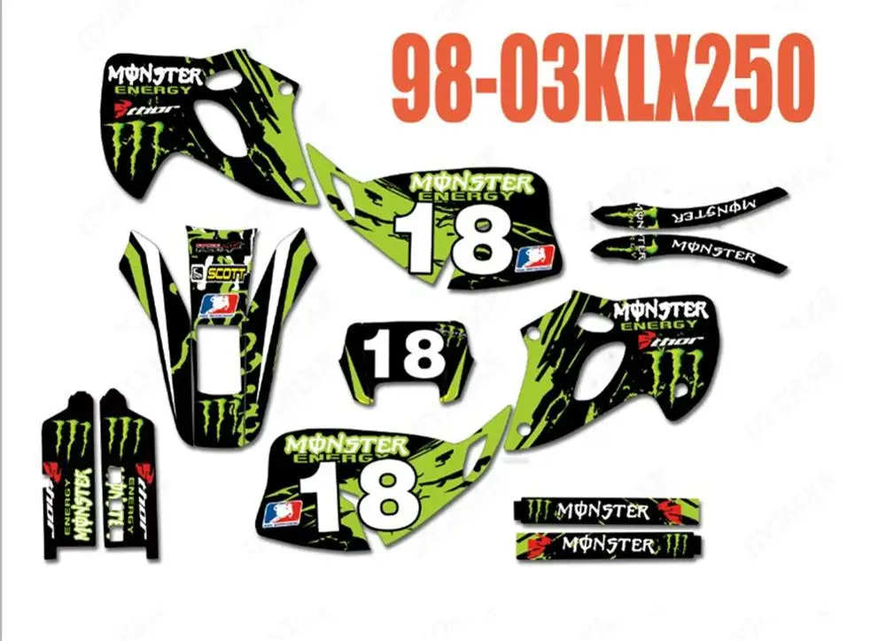 Мотоцикл Велосипед Графика наклейки Фоновые наклейки для Kawasaki KLX250 KLX 250 1998 1999 2000 2001 2002 2003