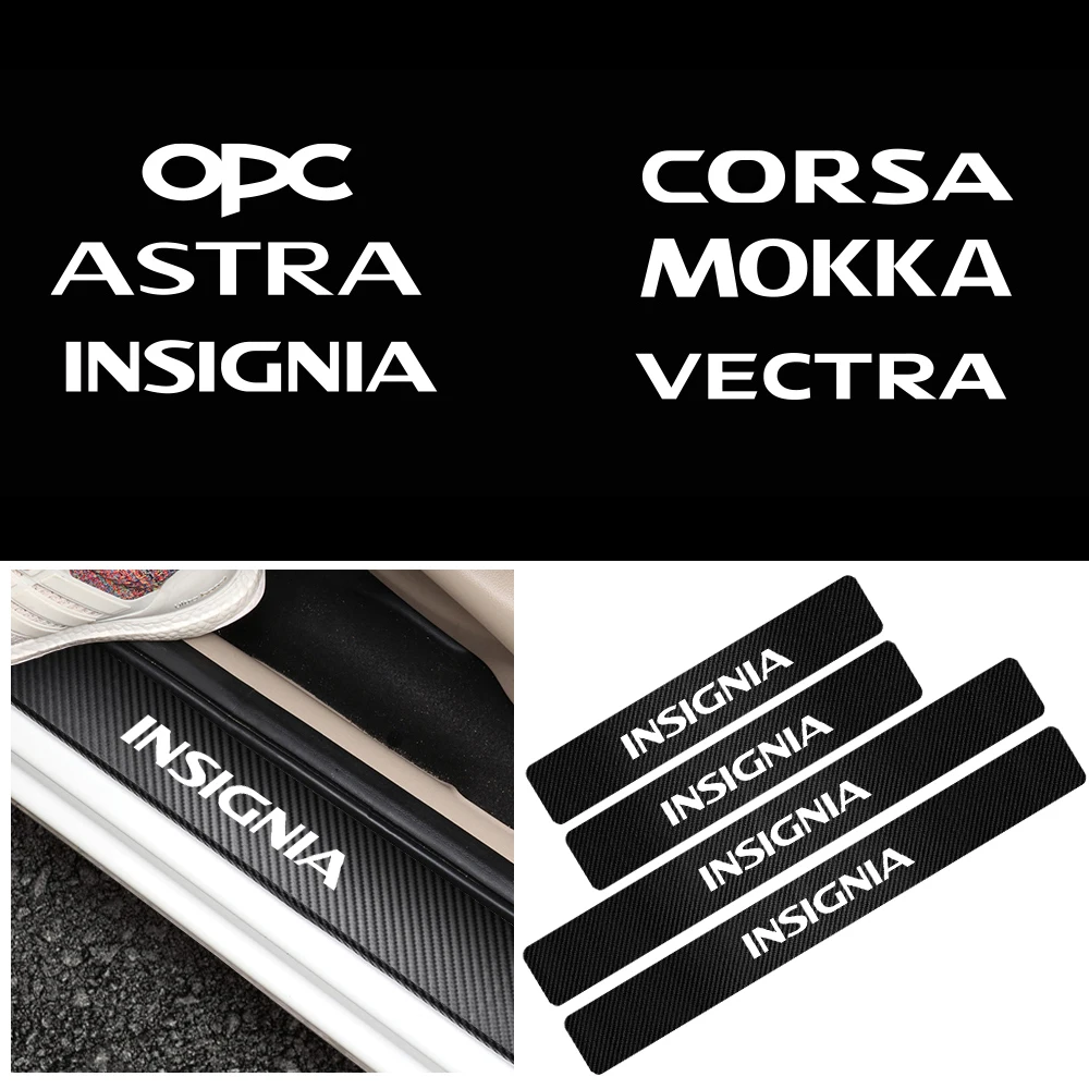 4 шт. наклейки из углеродного волокна на порог двери для автомобилей Opel Astra H G J Corsa