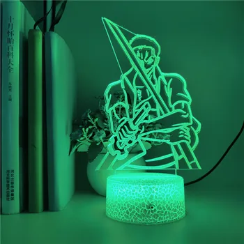 

Anime ONE PIECE Roronoa Zoro Kids Nightlight Led Color Changing Atmosphere for Child Bedroom Bedside Decor Clock Base Table Lamp