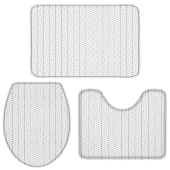 

3 Pieces Bathroom Set Modern Word Pattern Bath Set Toilet Cover Mat Pedestal Rug Non-Slip Bathroom Rug Set
