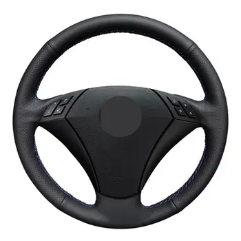 

Car Steering Wheel Cover DIY Black Soft Genuine Leather For BMW E60 E61 520i 520li 523 523li 525 525i 530 530i 535 545i