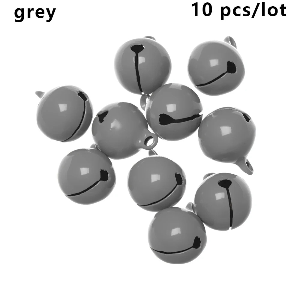 grey 10 шт цветные Свободные металлические бусины, железные колокольчики, рождественские подвесные Подвески, Колокольчик для елки, праздничные декоративные шары, поделки своими руками - Цвет: grey