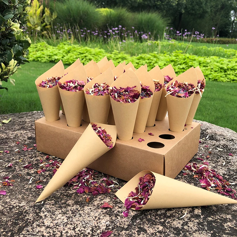 Party Decorations Confetti Cone Holder FEESTIGO Natural Petals Confetti Cones Holder For Wedding Decoration Party Poppers Cones Stand Box Tray