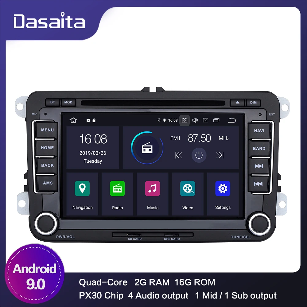 Автомагнитола 2 din с 7 дюймовым DVD проигрывателем Android 9 0 Bluetooth GPS Навигатором 16 Гб