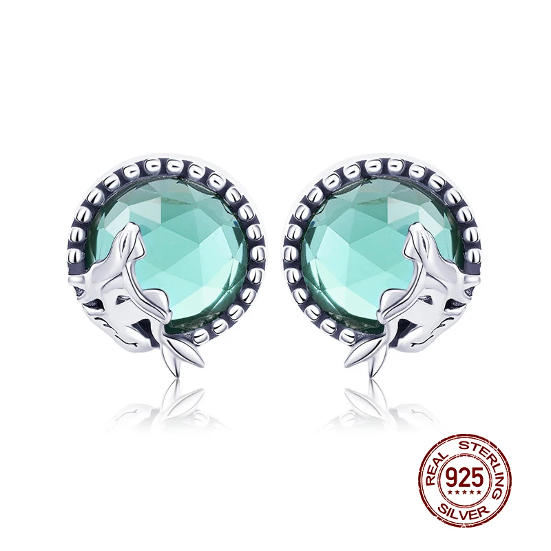 Женские серьги пусеты WOSTU из серебра 925 пробы с цветами и единорогом|brand stud