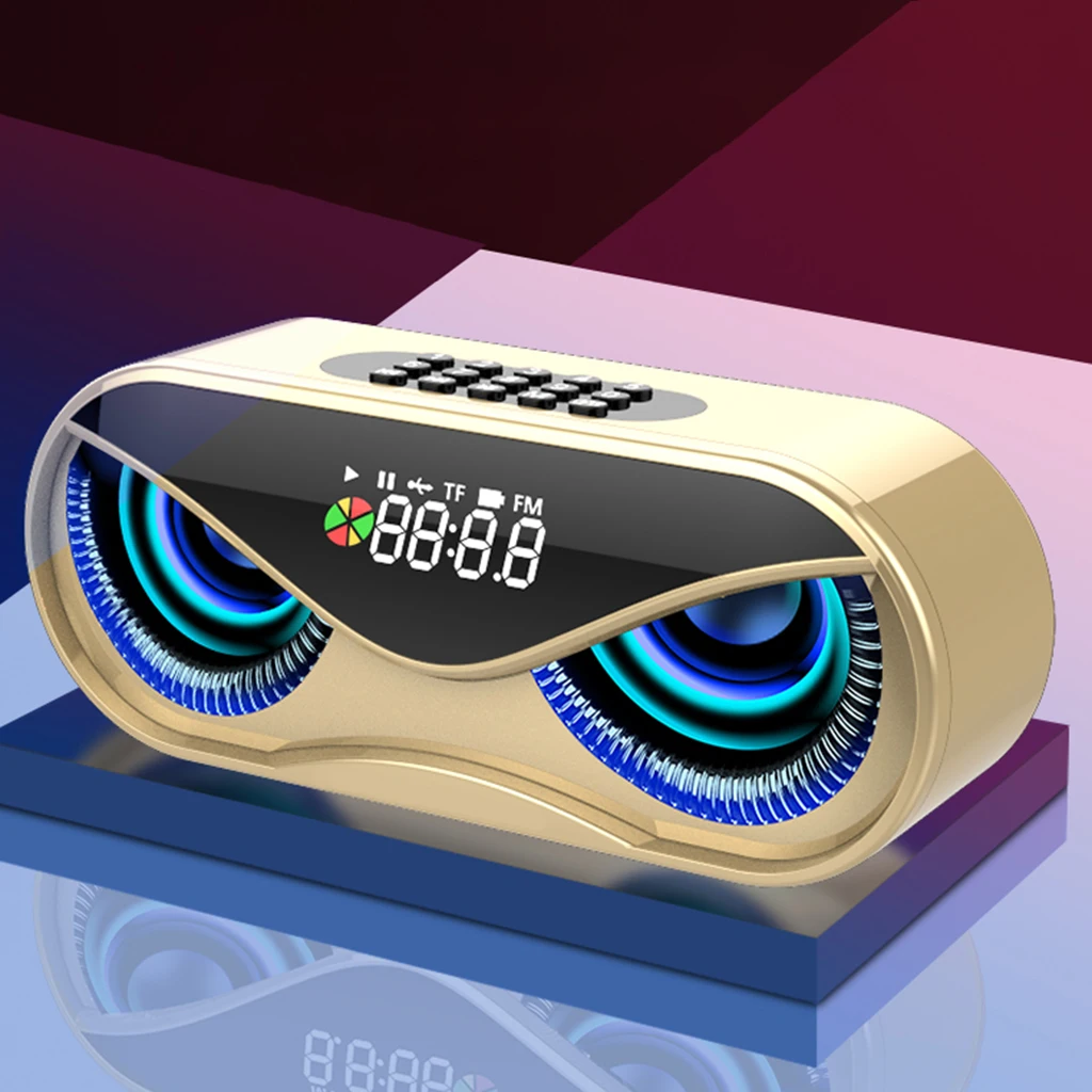 Bluetooth5.0 Multi-functional Wireless Speaker Outdoor Handfree Call Portable Multifunction Speaker with FM Radio Clock TF Card