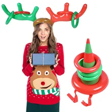 2 комплекта, забавное рождественское надувное кольцо для шляпы, игровой комплект для детей, взрослых, Рождественская вечеринка, подарок для игры