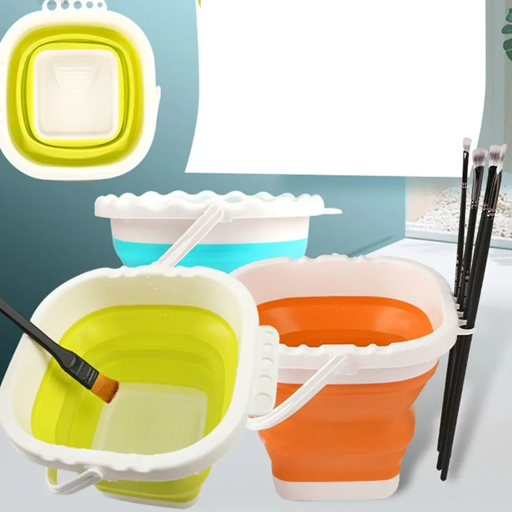 10l Collapsible Bucket Portable Folding Bucket Lid Silicone Car Washing Bucket Children Outdoor