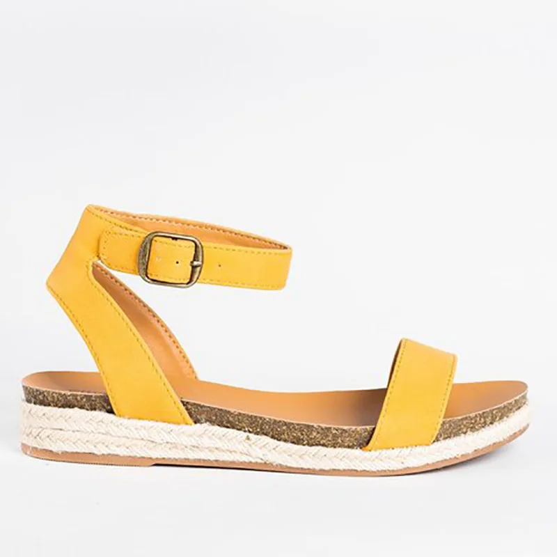 Однотонные женские босоножки на платформе с пряжкой; chaussures femme; коллекция года; однотонные туфли на танкетке; женские босоножки на высоком каблуке; женская летняя обувь