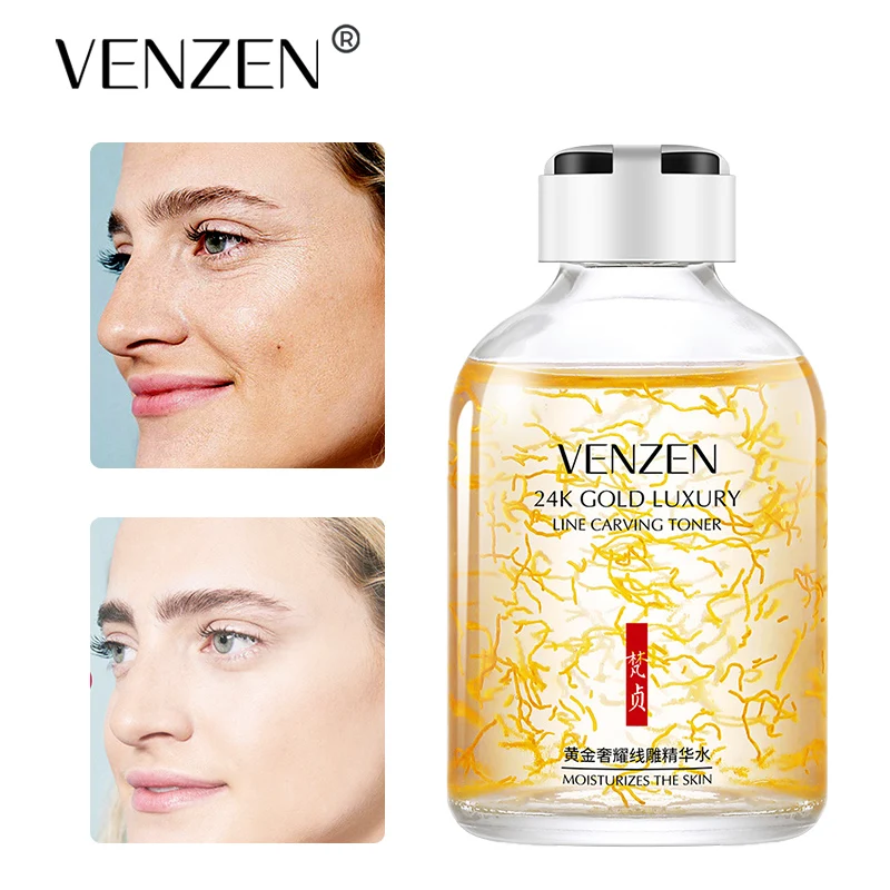 VEZE 24k Gold Face Serum Collagen Serum Moisturizer Essence Cream Whitening Day Creams Anti Aging Anti Wrinkle Acne Art 50ML