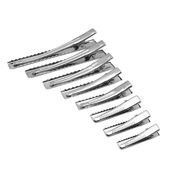 

New 50PCS New Silver Flat Metal Single Prong Alligator Hair Clips Crocodile Barrette For Bows DIY Hairpins 7Size Gifts Craft JS8