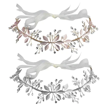 

Bridal Crystal Headband with Freshwater Pearls Flower Design Wedding Hair Accessories